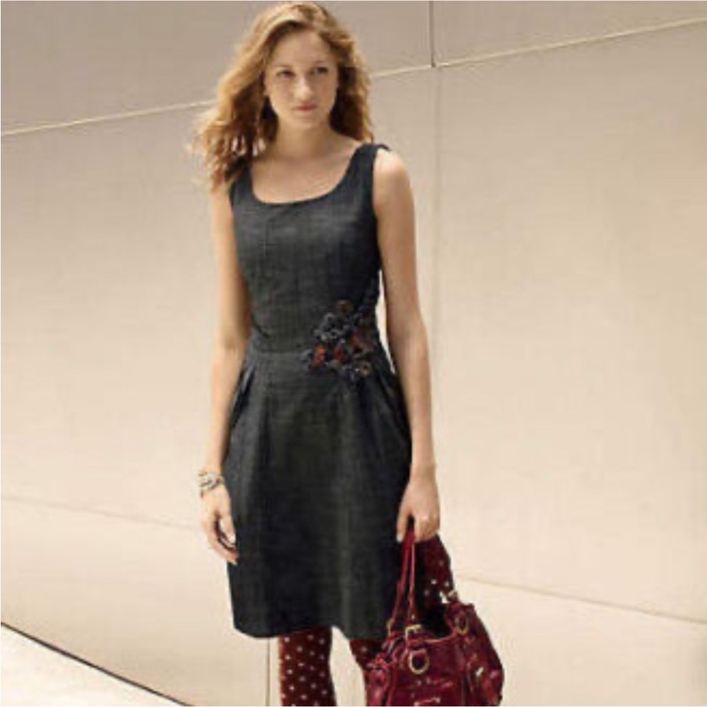 Anthropologie Tabitha Ferrous Flower Sheath Dress Size 4 Blue